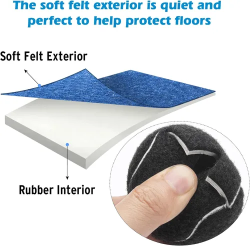 Vista 5 de 4 pelotas Walker Glide Pelotas de tenis precortadas para patas de muebles y protección del suelo, ajuste universal, almohadillas de fieltro