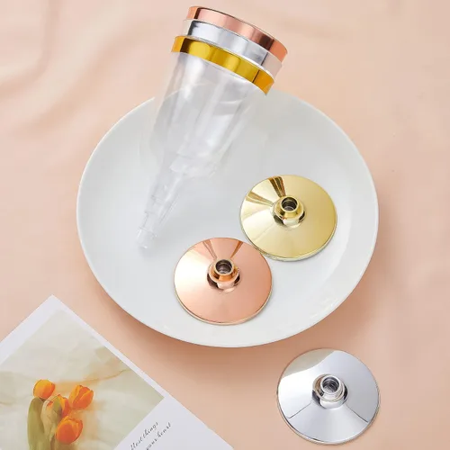 Vista 4 de N9R 30 copas de vino de plástico con borde dorado, copas de vino de plástico de 6 onzas con tallo, vasos de vino desechables reutilizables adecuados