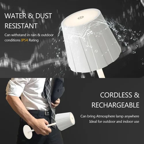 Vista 4 de Lámpara inalámbrica, lámparas de mesa con batería, lámparas portátiles recargables, lámpara táctil regulable de 3000 K, lámparas para exteriores