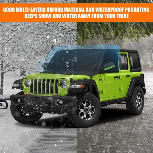 Vista 8 de sportuli Cubierta de nieve para parabrisas y ventana lateral delantera de repuesto para Jeep Wrangler/Jeep Gladiator, cubierta de parabrisas de tela