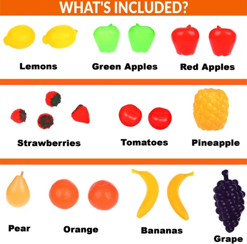 Vista 6 de Bolsa de frutas a tamaño real, set de juego para niños, de Liberty Imports
