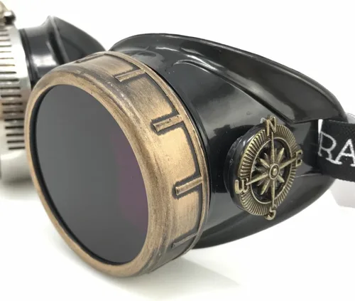 Vista 3 de Steampunk - Gafas de estilo victoriano con diseño de brújula y lupa ocular, gafas de rave