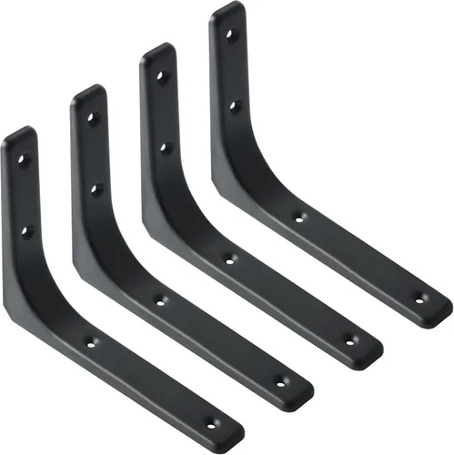 Vista 11 de SAYAYO 2 piezas de soporte de estante de pared de hierro, soporte de estante resistente de 4 x 4 pulgadas, soporte de ángulo de articulación Negro