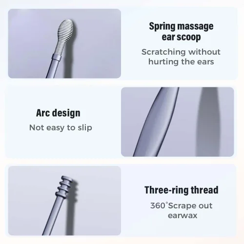 Vista 3 de Limpiador de oídos, kit de eliminación de cera de oído, kit de herramientas de limpieza profesional de oídos, juego de púas de acero inoxidable Azul