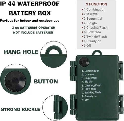 Vista 13 de FUNPENY - Paquete de 50 x 2 luces LED de Navidad para uso al aire libre de 16 pies, tira de luces con 8 modos, luces impermeables para árbol