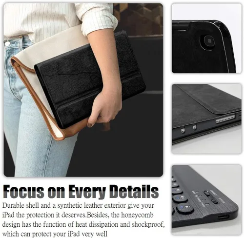 Vista 7 de Funda con teclado retroiluminado para Samsung Galaxy Tab S5e de 10.5 pulgadas 2019, 7 colores de retroiluminación desmontable teclado inalámbrico