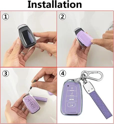 Vista 7 de Funda para Llavero Compatible con Toyota 2019-2023 Camry RAV4 Highlander Corolla 4Runner Avalon C-HR Prius (Negro)