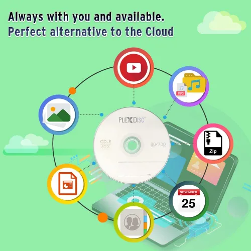 Vista 7 de PlexDisc CD-R 700MB 80 Minute 52x Recordable - Paquete de 100 cajas para pasteles (FFP) 631-805-BX, 100 discos