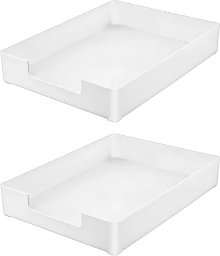 2 Pcs Rectangular Plastic Desk Organizer Tray, Desk Letter Tray, A4 Letter Size Stackable File Tray, Desktop File Paper Holder, Book Storage Rack,