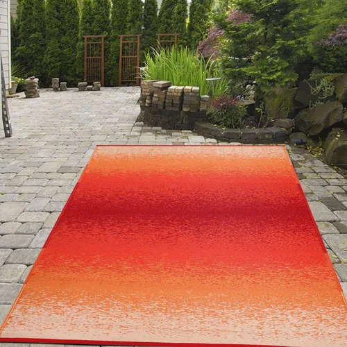 Vista 4 de Alfombra para exteriores, impermeable, lavable, reversible, resistente a las manchas, plegable, de plástico reciclado, para patio, caravana