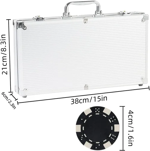 Vista 2 de LUOBAO Juego de fichas de póquer para Texas Holdem, blackjack, torneos con estuche de aluminio, 2 barajas de cartas, distribuidor, ciego pequeño