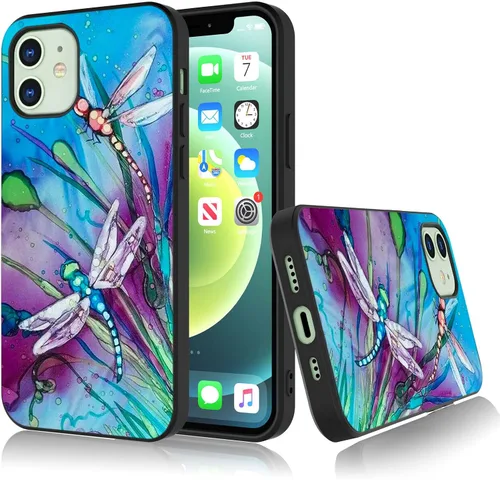 Vista 7 de Bcov Funda para iPhone 13, funda protectora de silicona suave a prueba de golpes con diseño de girasol de mariposa colorida para iPhone 13