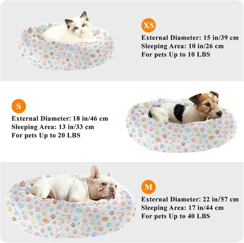 Vista 6 de Pet Dog Beds Relieve Stress Fluffy Cat Cave Bed for Small Size Pets Sleeping XS Dog Paws