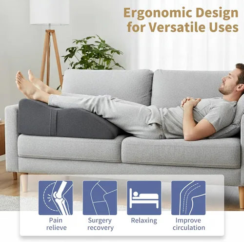 Vista 2 de itcozy - Almohada de elevación de piernas con espuma viscoelástica suave, almohada en forma de cuña para leer, descansar, cirugía, alivia el dolor