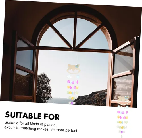 Vista 6 de Outdoor indoor bell Wind Chime,Shell Wind Chimes Pendant Hand Decor Outdoor Hanging Decor Adornos para Spiral Capiz Wind Chime Crystal Windchime