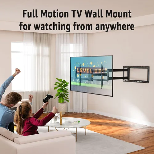 Vista 10 de MOUNTUP Soporte de pared para TV de brazo largo al aire libre para televisores de 26-65", soporte de movimiento completo resistente al agua y a