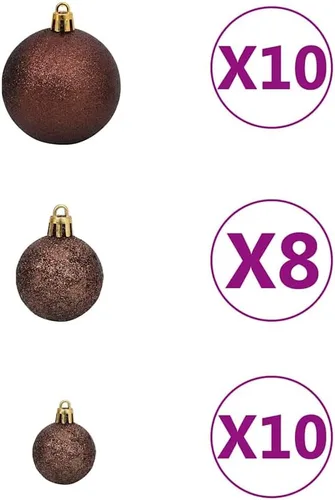 Vista 8 de 6.5ft Pre-Lit Artificial Christmas Tree with 250 LED Lights, Hinged PVC Branches, Metal Stand, and Decorative Balls for Indoor Holiday Decor Verde