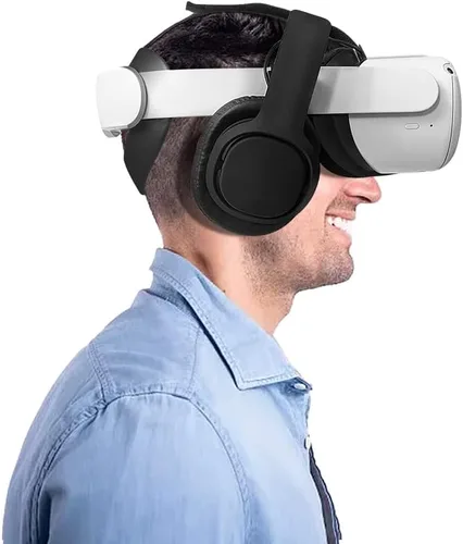 HQ2 Stereo Bass VR Headphones for Meta Quest 2 -Come with a Variety of Different Size Clip Adapters- Fit Most Head Strap on Market-Black Color