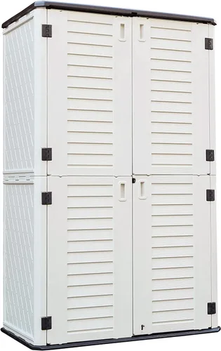 Vista 9 de Kinying - Cobertizo de almacenamiento conveniente horizontal con varias direcciones de apertura, para latas de basura, herramientas, podadora