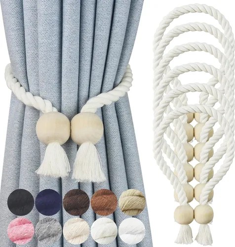 Vista 15 de Alzapaños magnéticos para cortinas, alzapaños decorativos Nieffeiy Beige