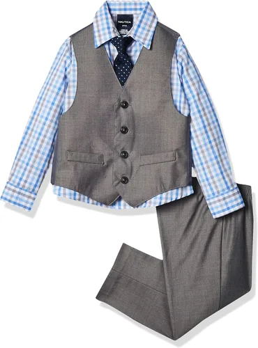 Nautica - Conjunto de 4 piezas para niño incluye camisa de vestir, corbata, chaleco y pantalones