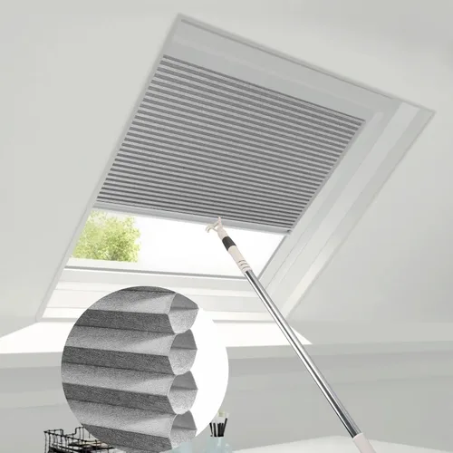 Vista 9 de ZSTARR Persianas manuales de tragaluz sin cordón, con diseño de panal de abeja, persianas de tela totalmente opacas para ventanas de habitación