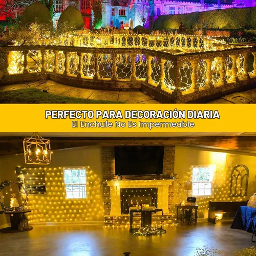 Vista 4 de JMEXSUSS - Luces de red para exteriores impermeables, de 12 x 5 pies, con enchufe y 8 modos con control remoto, 360 luces LED para decoración