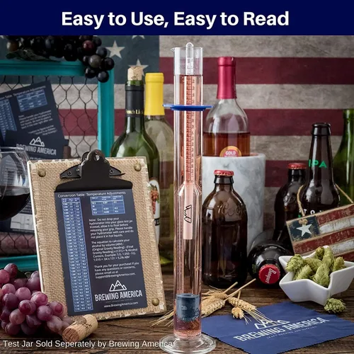 Vista 4 de Kit de hidrómetro para elaboración de alcohol casero con tubo de ensayo de borosilicato y ABS
