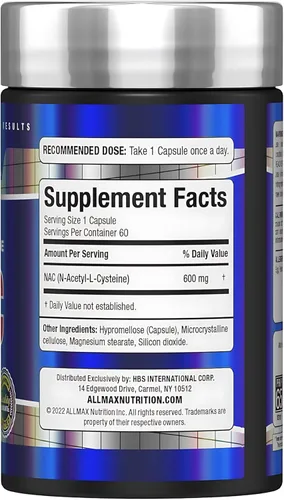 Vista 4 de ALLMAX NAC - 60 cápsulas vegetarianas - Apoyo inmunológico y protección de radicales libres - 60 porciones