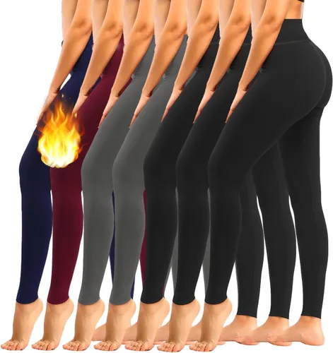 yeuG Paquete de 7 leggings de cintura alta para mujer, control de abdomen, pantalones de yoga suaves para entrenamiento