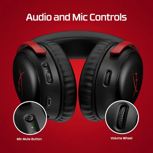 Vista 6 de HyperX Cloud III - Auriculares inalámbricos para juegos para PC, PS5, PS4, batería de hasta 120 horas, inalámbrico de 2.4 GHz, controladores