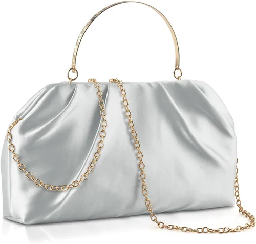 Vista 9 de ERKOON Clutch Purse for Women Elegant Pleated Evening Bag Crossbody Shoulder Handbag Envelope Bag with 2 Detachable Chain