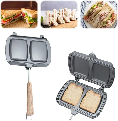 Vista 7 de Mumisuto Sandwichera antiadherente de doble cara, sartén abatible para desayuno, panqueques, tortillas, frittatas, tostadas