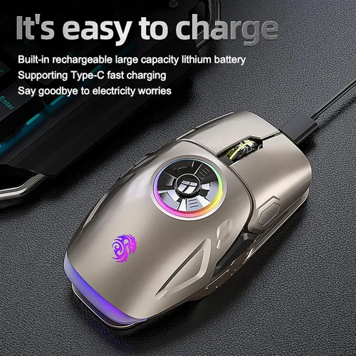 Vista 3 de RGB LED Lighting, EDC Stress-release, Bluetooth 2.4G Wireless UFO Gaming Mouse, 5 Buttons, 4 DPI Optical, Rechargeable, with USB Receiver, for