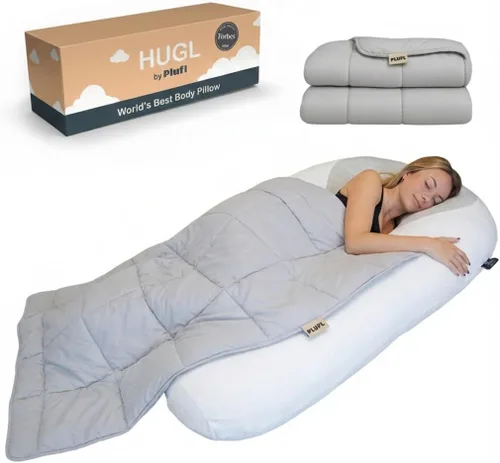 Vista 10 de Plufl Hugl - Almohada corporal refrescante para adultos, hecha con espuma viscoelástica, almohadas de maternidad en forma de U, ideales