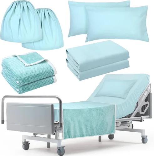 Vista 21 de SmoothNovelty Juego de 4 Sábanas de Cama de Hospital, Sábanas Estándar de Punto Suave de Calidad, Incluye Sábana Bajera Ajustable, Funda de Edredón