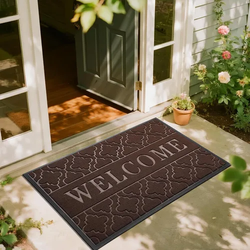 Vista 31 de Yimobra - Tapete de bienvenida impermeable y antideslizante para interiores y exteriores, resistente, para todo tipo de clima, bajo perfil