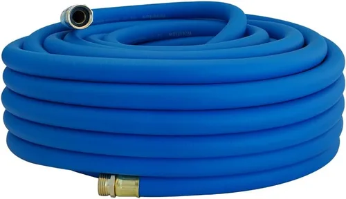 Vista 26 de WiseFlow Manguera de jardín de 3 pies x 5/8 pulgadas, manguera de goma resistente, manguera de agua con trenzado de cinco capas, accesorios macho