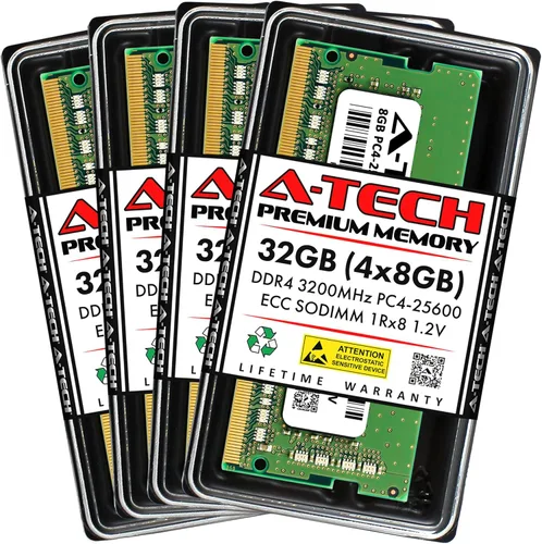 Vista 18 de A-Tech 4GB DDR4 2133MHz PC4-17000 ECC SODIMM 1Rx8 Rango único 1.2V 260-Pin Módulo de actualización de memoria RAM para Microserver, estación
