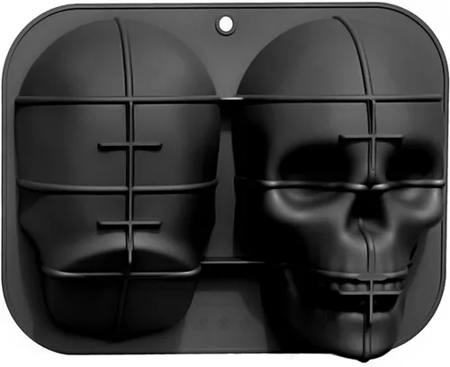 Vista 6 de Molde de silicona para pastel de calavera de Halloween, molde de silicona 3D de calavera pirata de 6 cavidades, adecuado para pan, pastel de mousse