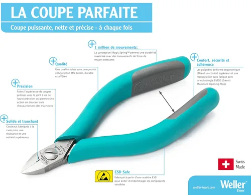 Vista 8 de Erem Weller Erem 582E Miniture - Cortador de corte completo a ras de 20 AWG con punta angulada