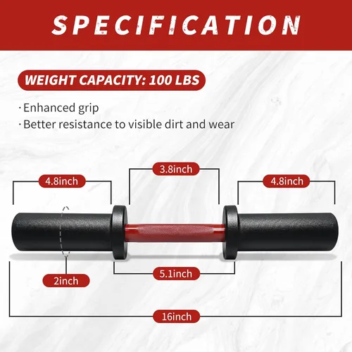 Vista 6 de 16" Olympic Dumbbell Handle, Loadable Dumbbells for 2-inch Olympic Weight Plates, Dumbbell Bar for Home Gym Strength Training, 2 Pair of Spring