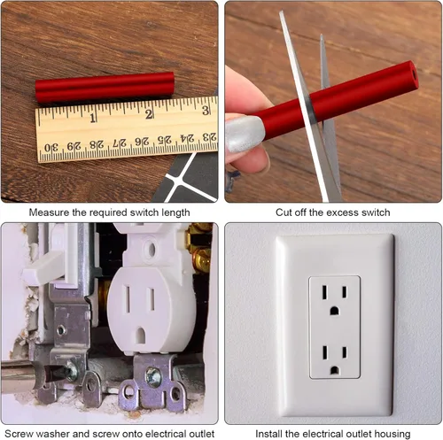 Vista 3 de Ripeng Kit extensor de caja de salida eléctrica, interruptor eléctrico y espaciadores de receptáculo, paquete de 24 (12 tubos y 12 tornillos) (rojo)