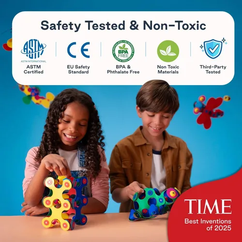 Vista 5 de Clixo - Paquete de Mars Rover: juguete magnético de construcción con ruedas que brillan en la oscuridad - 30 piezas magnéticas flexibles