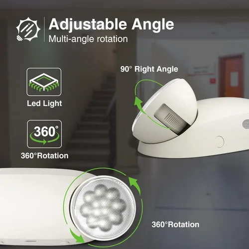Vista 3 de FREELICHT Paquete de 4 luces de emergencia para negocios, con batería de respaldo, cable duro, certificado UL 924, CA 120/277V, iluminación