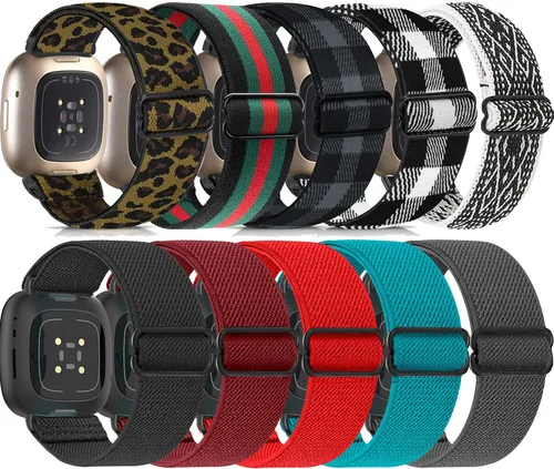 Vista 15 de Correas de reloj de nailon compatibles con Fitbit Sense y Versa 3, correa de repuesto de patrón suave para mujeres y hombres, compatible con reloj