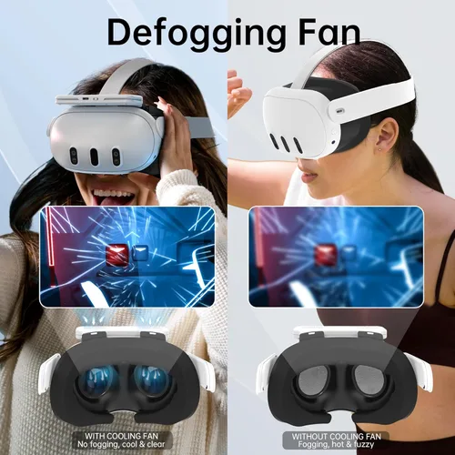 Vista 6 de HiBloks Face Cover with Cooling Fan for Meta Quest 3 Accessories, Soft Lycra Cotton Compatible with Oculus Quest 3 Fan Cooler Active Air Circulation