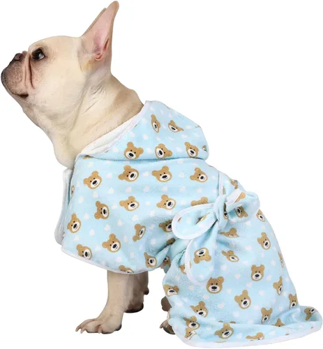 Vista 11 de HDE Bata de baño para perro, súper absorbente, de secado rápido, para cachorros, ajustable, con capucha, para perros tallas S-XXL con patos de goma