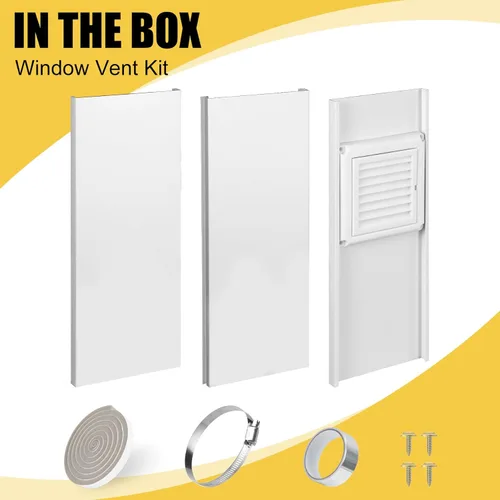 Vista 9 de Kit de ventana de ventilación de secadora para manguera de ventilación de secadora de 4 pulgadas, con cubierta de ventilación de secadora resistente