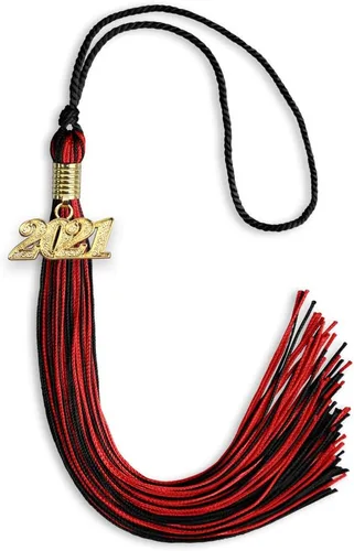 Vista 141 de Endea Graduation - Borla de doble color mixto con fecha dorada (negro/dorado antiguo, 2021)